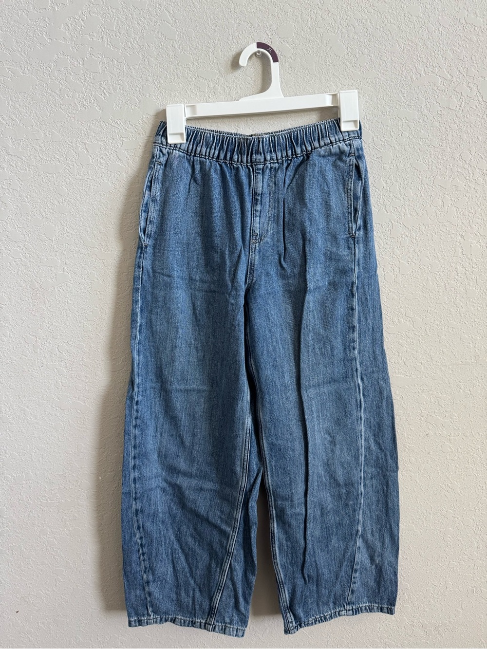 Zara Light Blue Elastic-Waist Denim Pants